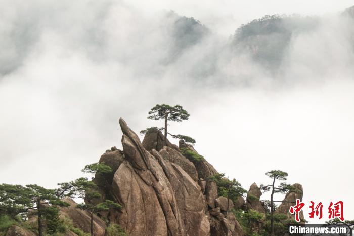 安徽黄山流云泻雾景色壮观
