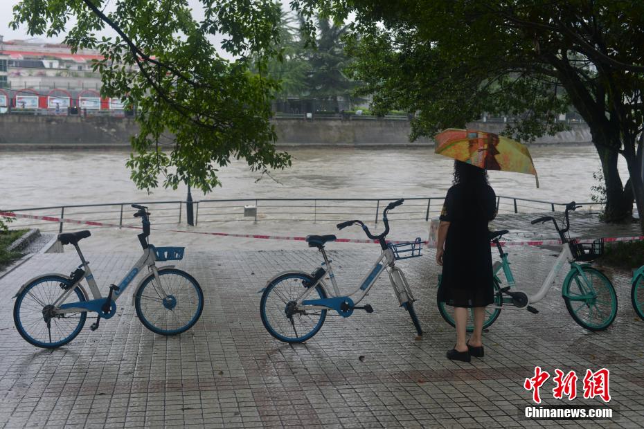 成都遭遇暴雨袭击 城市河流超警戒水位